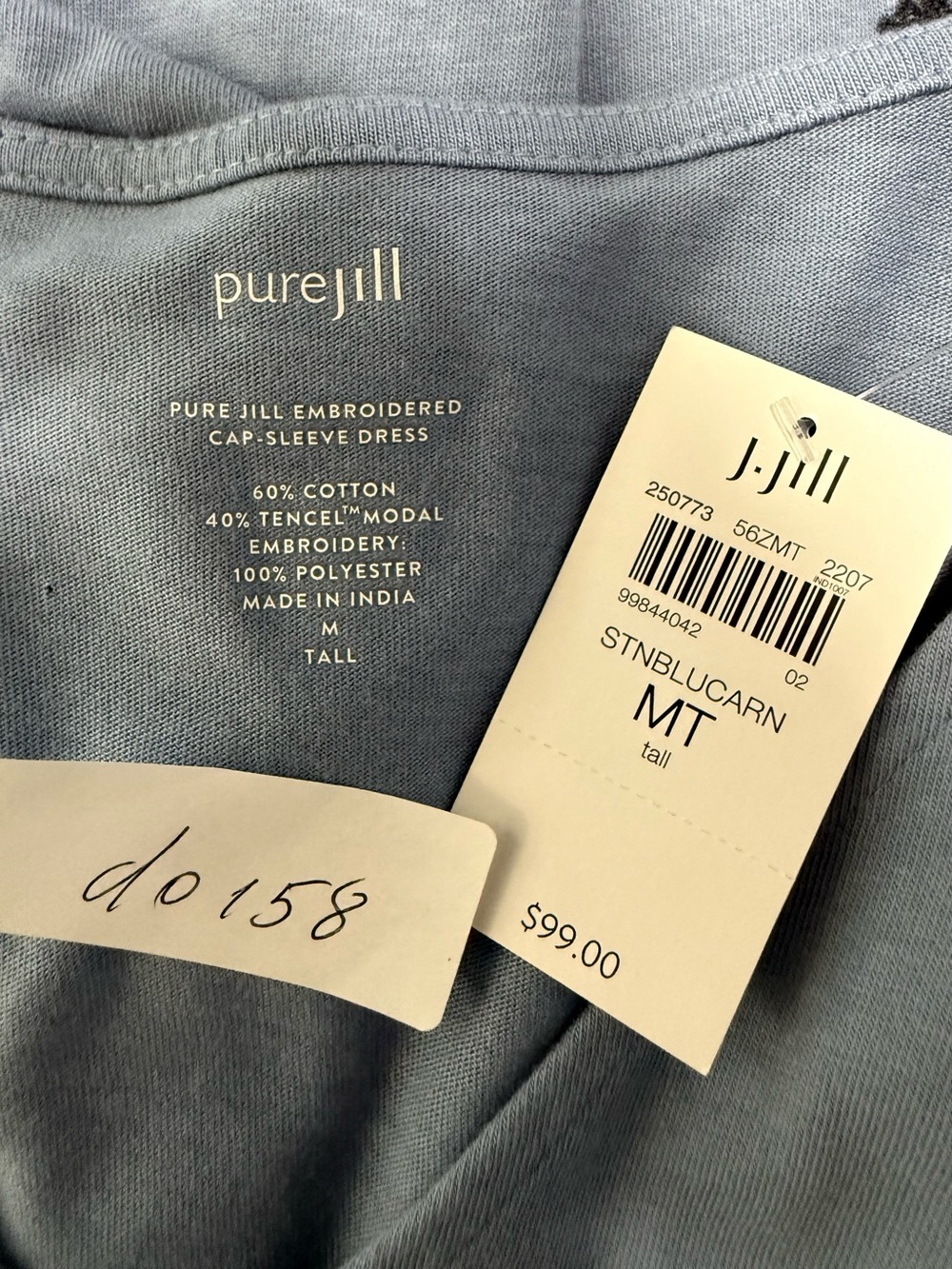 J Jill Pure Jill Embroidered Sleeveless Light Blue Dress Size m tall - Picture 8 of 10
